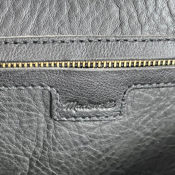 Madewell Medium Transport Tote Black Leather Open Top Shoulder Bag Classic - Picture 4 of 14